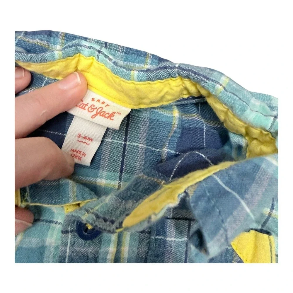 Carter's Cat & Jack Baby Boy 3-6M‎ Clothing Lot 7pc Plaid Shirts Jeans Pants Set